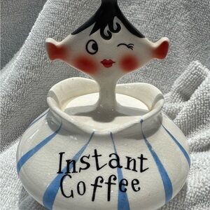 Pixieware - Vintage Blue and White Instant Coffee Jar